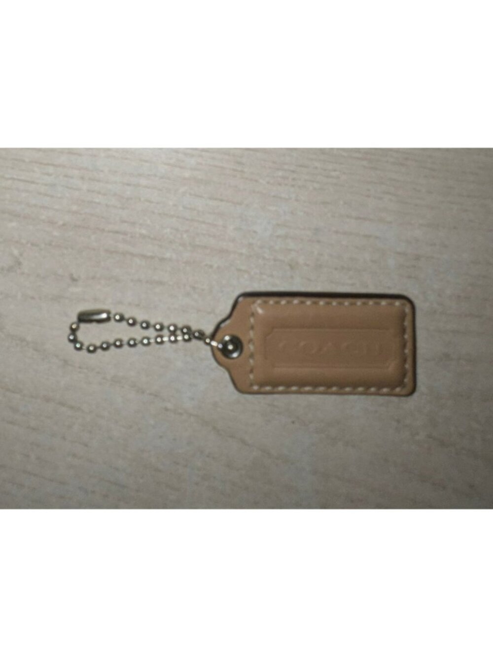2" Coach Smooth Leather Key Fob Bag Charm Keychain Hang Tag Light Brown/Tan